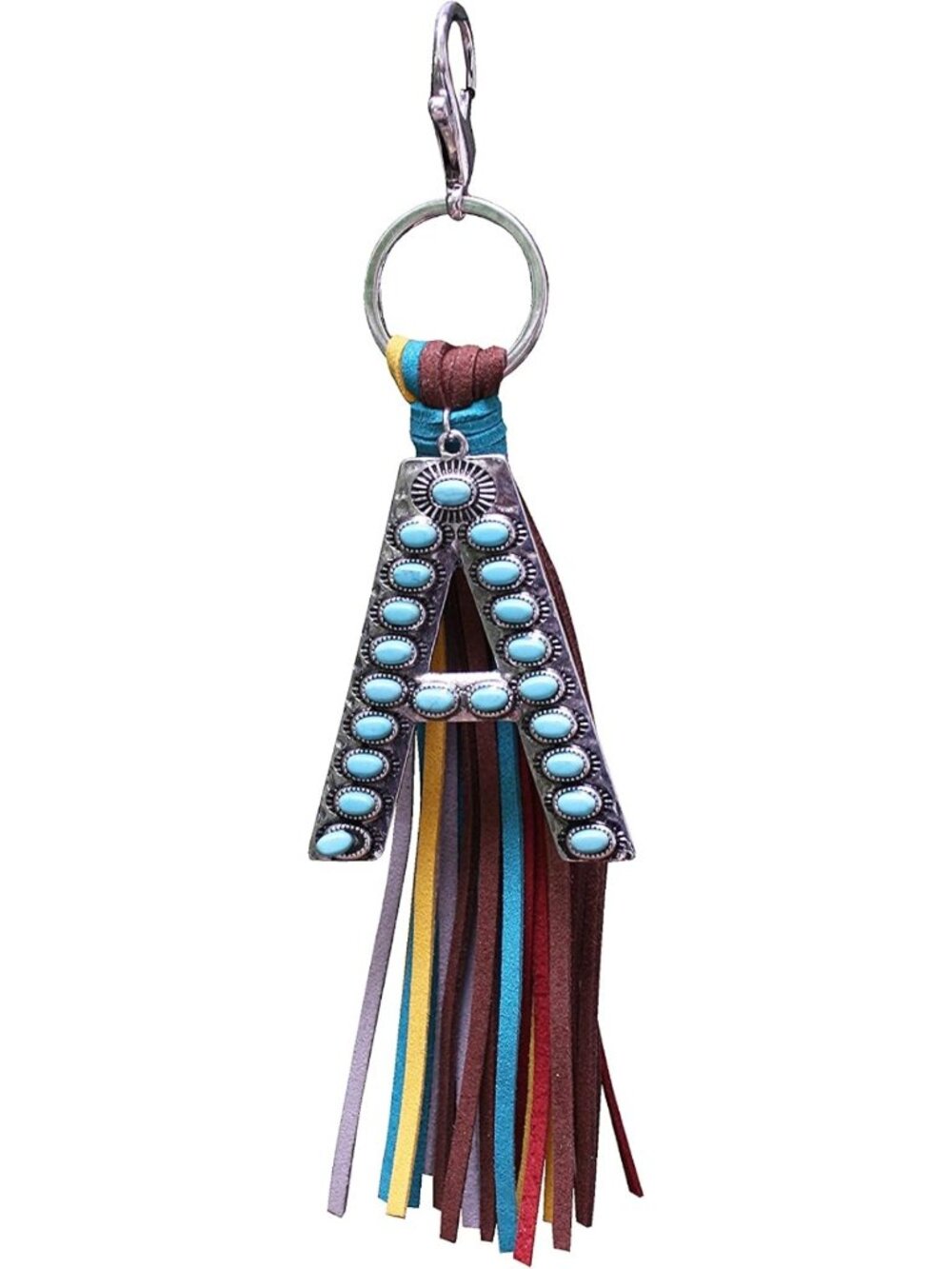 Personalized Initial Key Chain A-Z | Leather Tassel Handbag Charm & Snap Hook